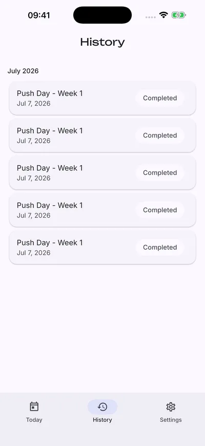 Trainee's workout history in Ascent